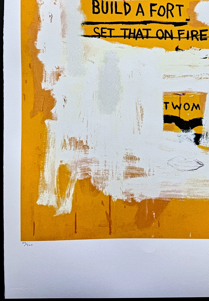 Jean-Michel Basquiat - Pay for soup build a fort 133/300 - limitovaná edice, signováno, 50x70cm