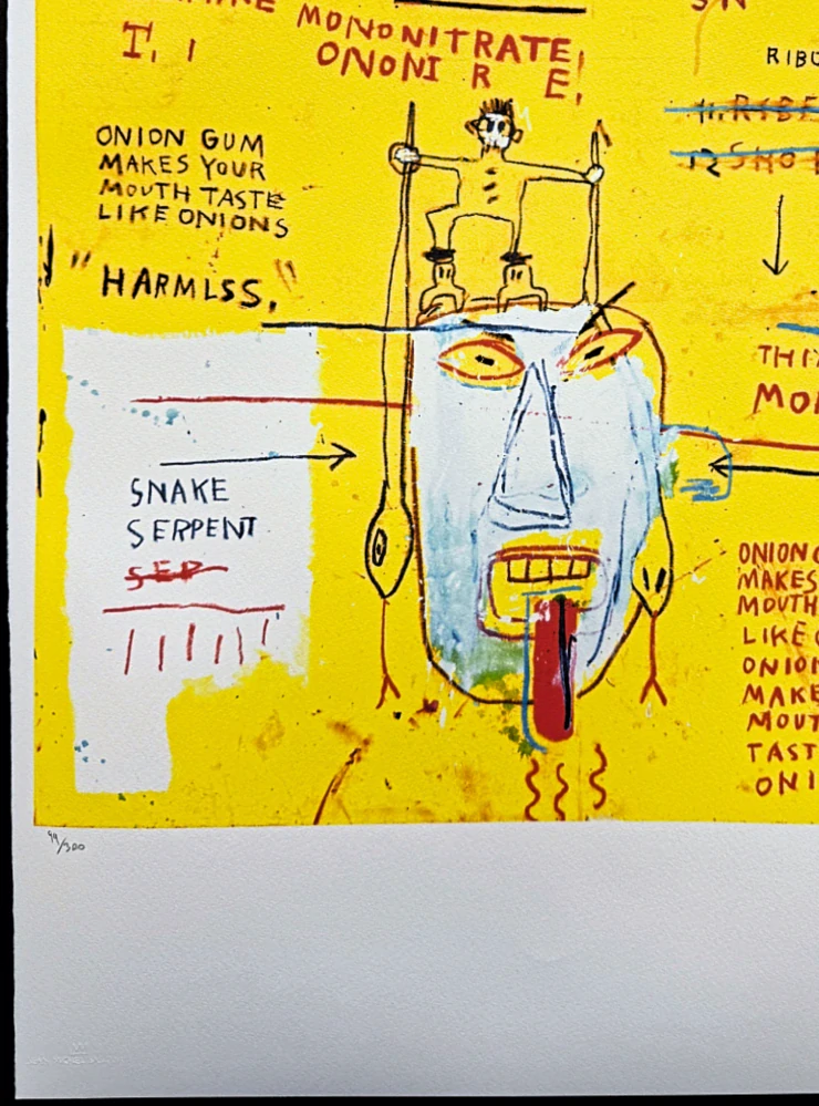 Jean-Michel Basquiat - Onion Gum 99/300 - limitovaná edice, signováno, 50x70cm