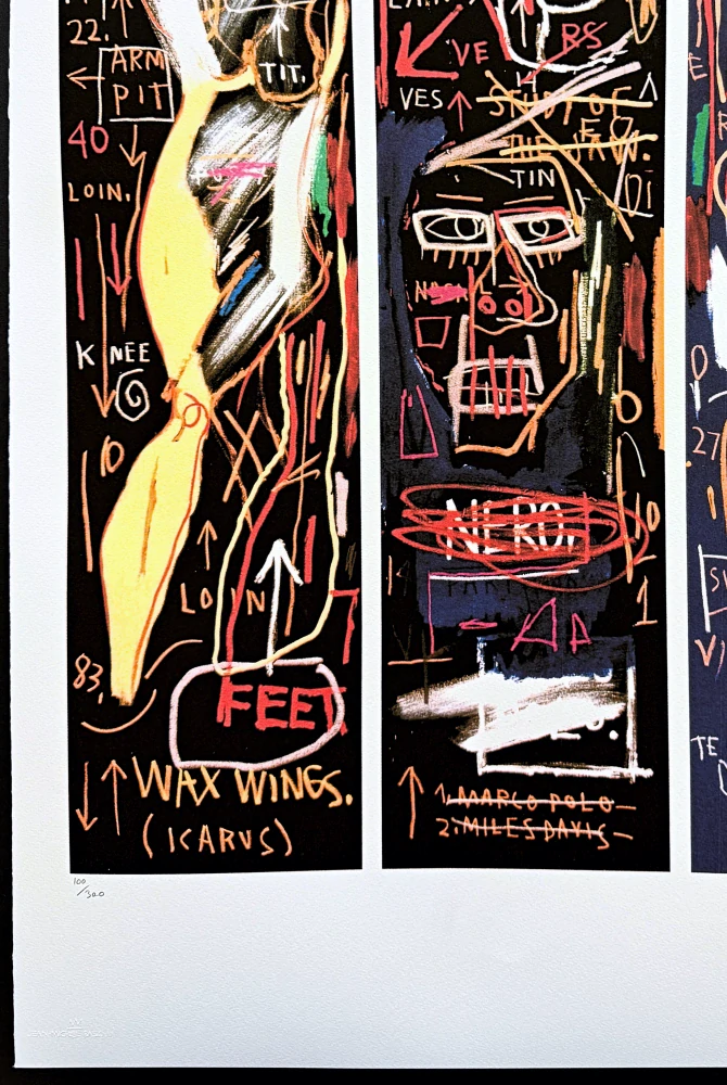 Jean-Michel Basquiat - Icarus Esso 100/300 - limitovaná edice, signováno, 70x50cm