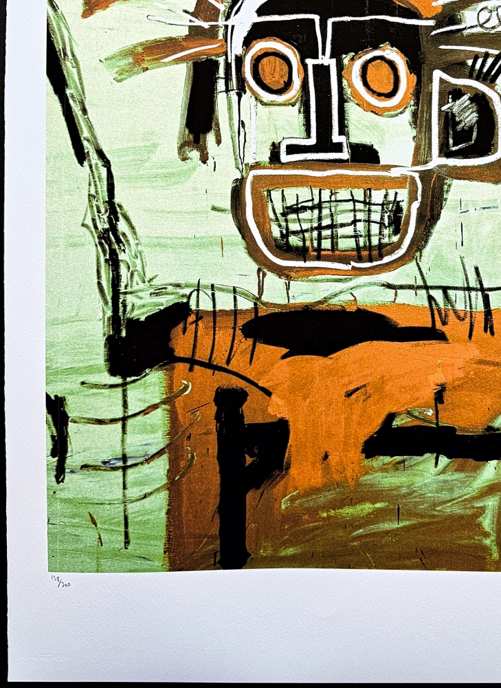 Jean-Michel Basquiat - Head in gold 138/300 - limitovaná edice, signováno, 50x70cm
