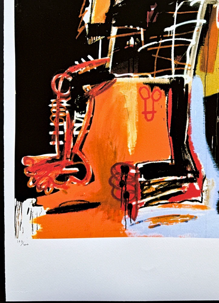 Jean-Michel Basquiat - Orange sports figure 147/300 - limitovaná edice, signováno, 50x70cm 