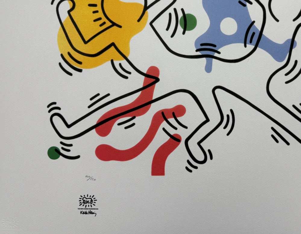 Keith Haring - Untitled Three Dancing Figures x/150 - signováno, limitovaná edice s certifikátem, 50x70 cm