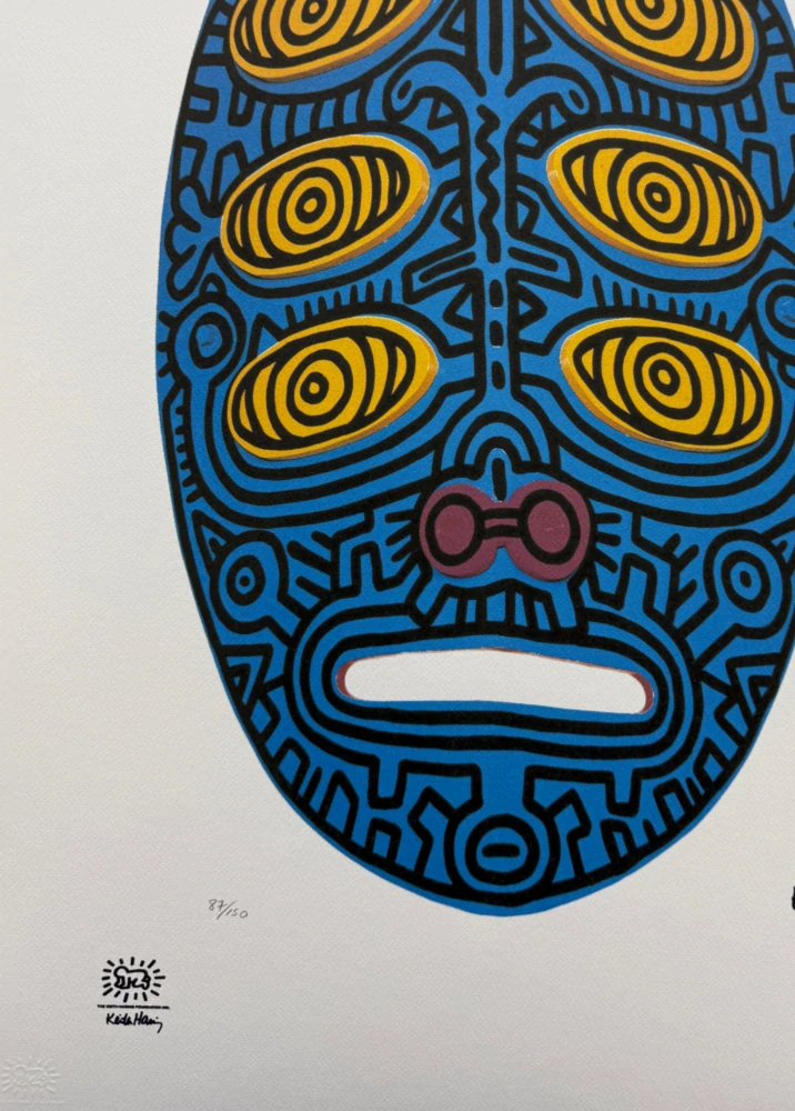 Keith Haring - Six Eyed Mask x/150 - signováno, limitovaná edice s certifikátem, 50x70 cm