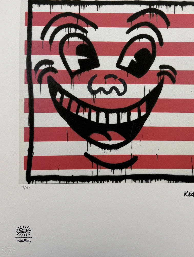 Keith Haring - Smiling Face x/150 - signováno, limitovaná edice s certifikátem, 50x70 cm