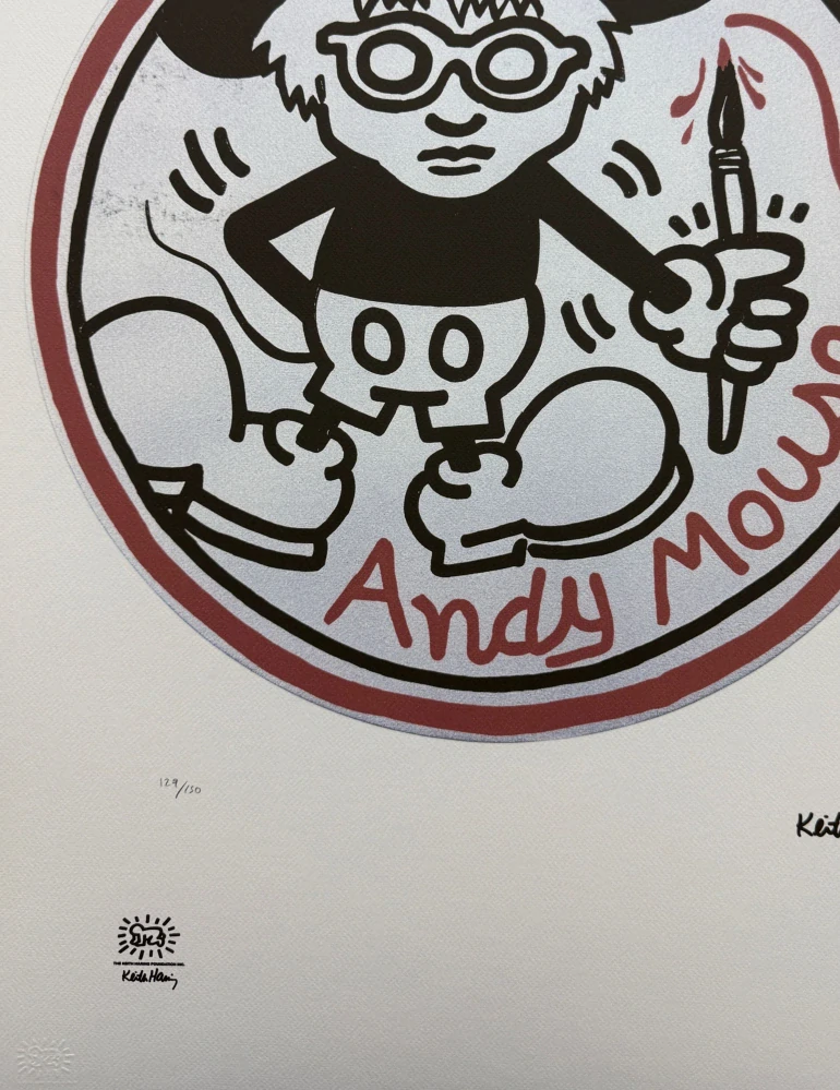 Keith Haring - Andy Mouse l x/150 - signováno, limitovaná edice s certifikátem, 50x70 cm