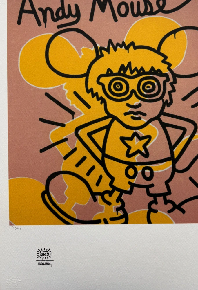 Keith Haring - Andy Mouse lll x/150 - signováno, limitovaná edice s certifikátem, 50x70 cm