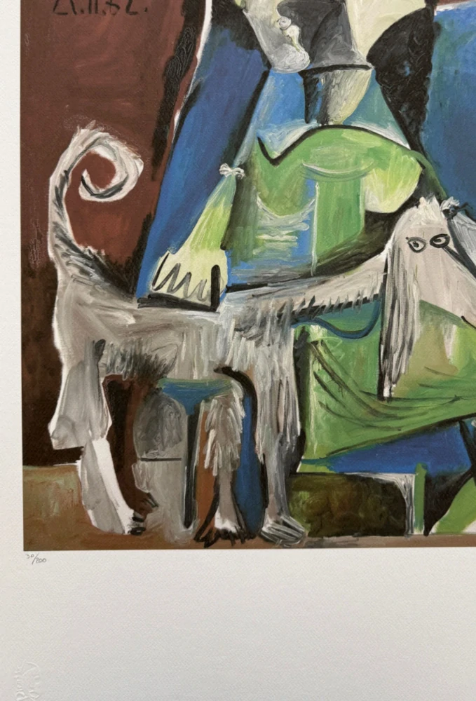 Pablo Picasso - Femme au chien 30/200 - signováno, s certifikátem, 50x70 cm