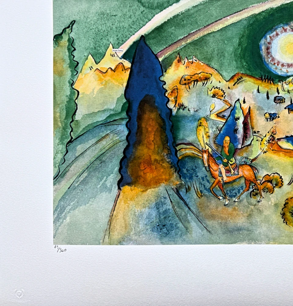 Wassily Kandinsky - Landscape with Horseman - x/300 - signováno, číslovaná edice, 65x50 cm
