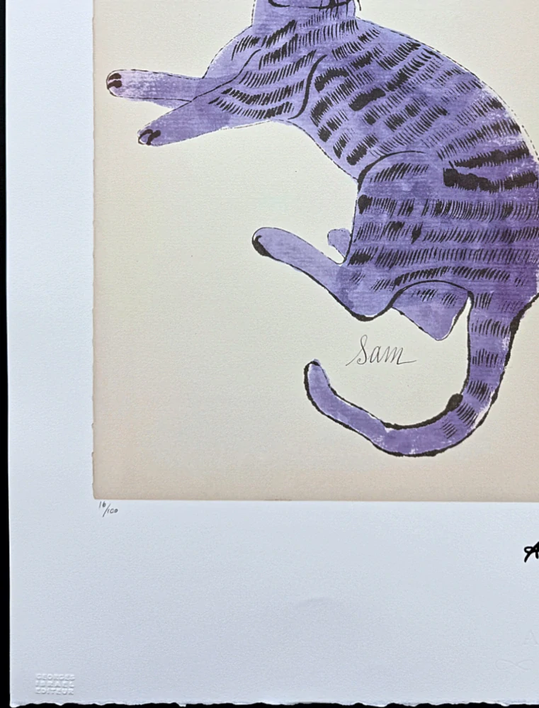 Andy Warhol - Cat Sam - světle modrý ležící x/100 - edice Leo Castelli s certifikátem