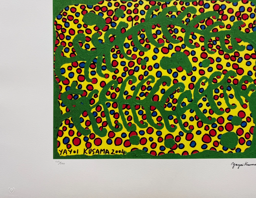 Yayoi Kusama - Green Lines and Dots x/500 - signováno, číslovaná edice, 65x50 cm