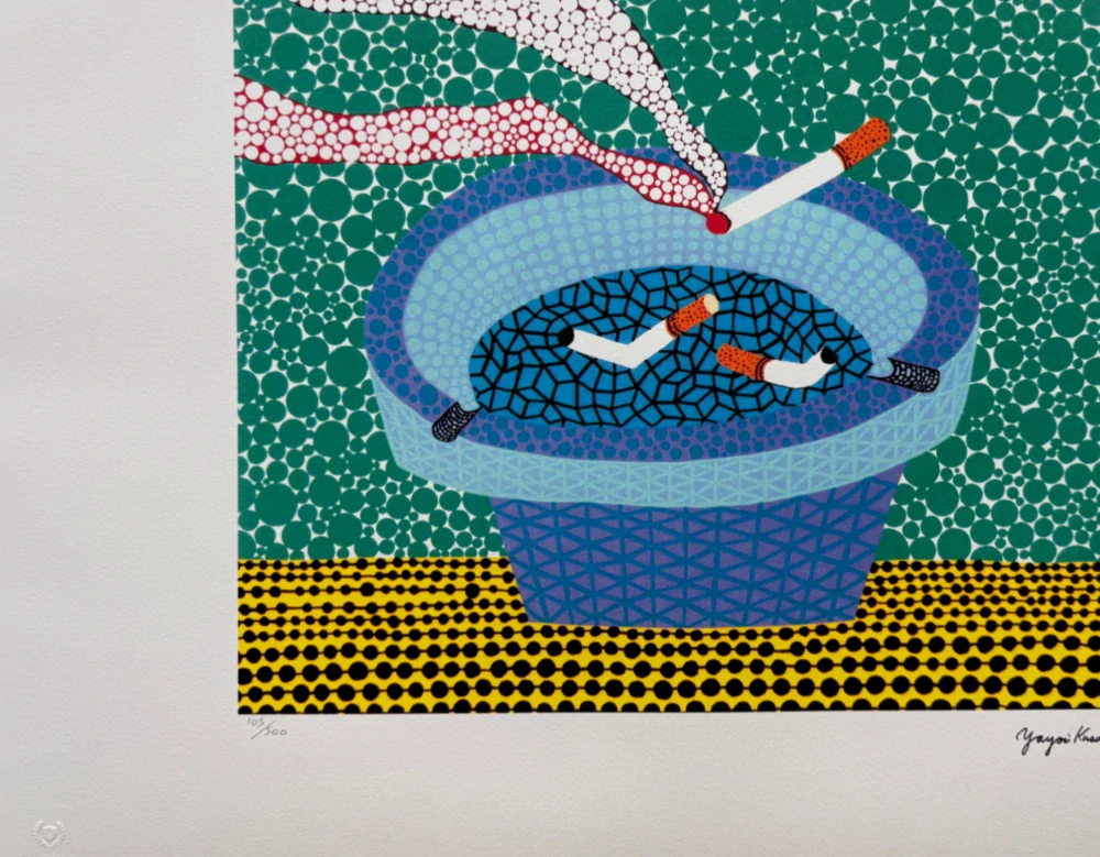 Yayoi Kusama - Ashtray x/500 - signováno, číslovaná edice, 65x50 cm