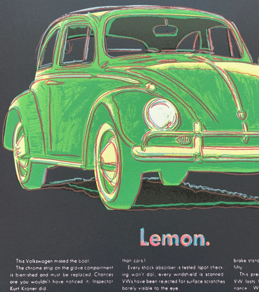 Andy Warhol - Lemon Volkswagen x/2400 - 60x60cm, limitovaná edice CMOA s certifikátem