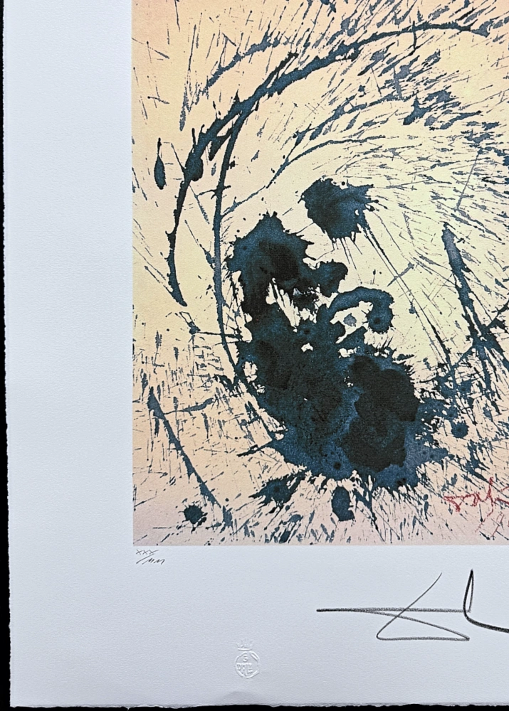 Salvador Dalí - Abstract Blue Composition - signováno, limitovaná edice, 50x66cm
