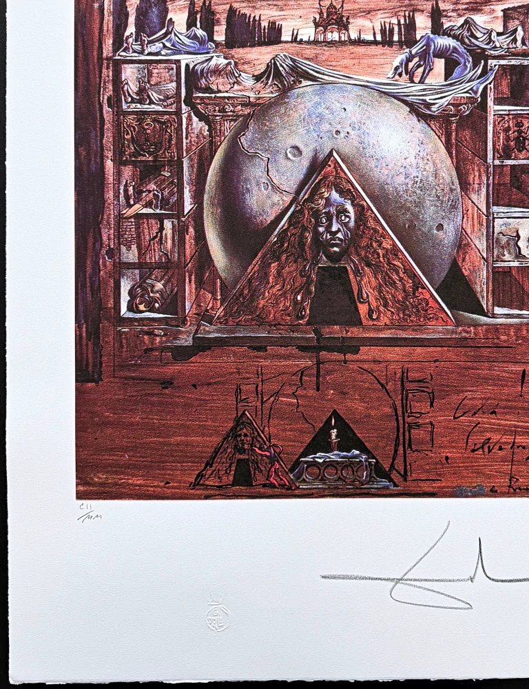 Salvador Dalí - The Face in the Triangle - signováno, limitovaná edice, 50x66cm