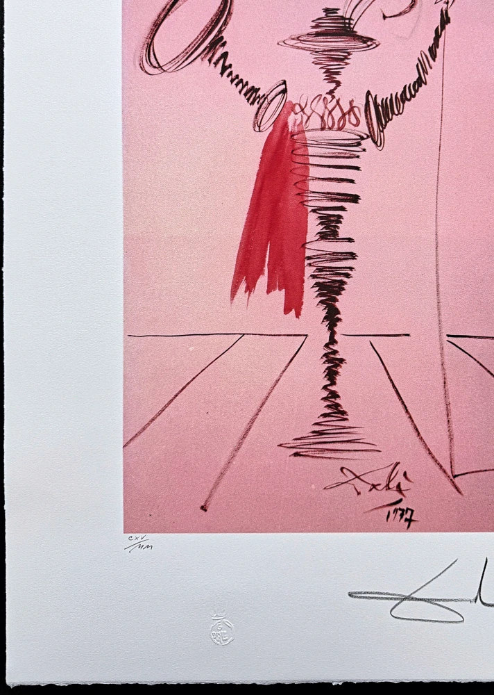 Salvador Dalí - Surrealist Figure in Red - signováno, limitovaná edice, 50x66cm