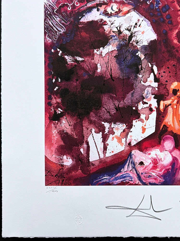 Salvador Dalí - Surreal Landscape in Red and Blue - signováno, limitovaná edice, 50x66cm