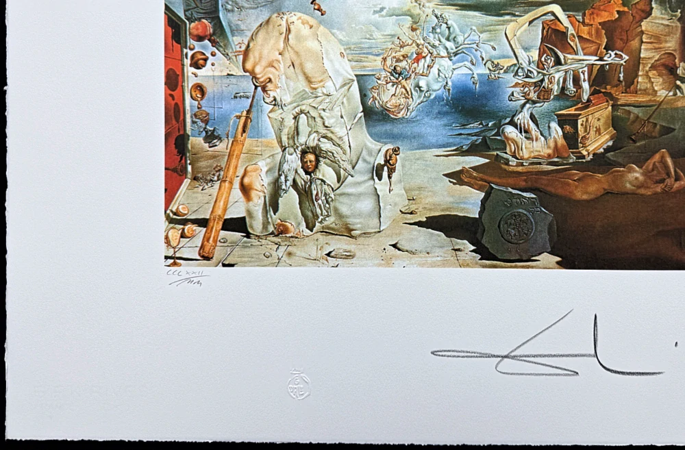 Salvador Dalí - Surreal Landscape with Figures - signováno, limitovaná edice, 66x50cm