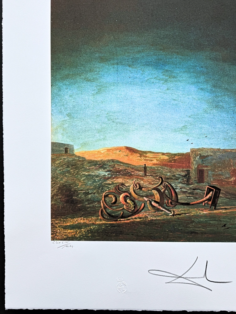 Salvador Dalí - Surrealist Landscape with Soft Objects - signováno, limitovaná edice, 50x66cm