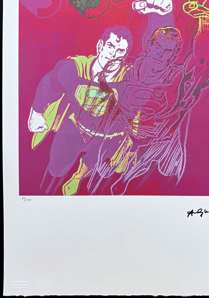 Andy Warhol - Superman sytě růžový x/100 - edice Leo Castelli s certifikátem