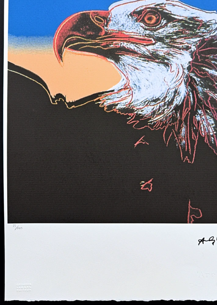 Andy Warhol - Bald Eagle modro-oranžový x/100 edice Leo Castelli s certifikátem