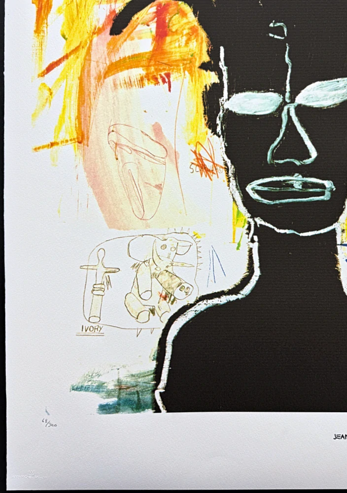 Jean-Michel Basquiat - Black Head with Ivory Sketches x/300 - limitovaná edice, signováno, 50x70cm