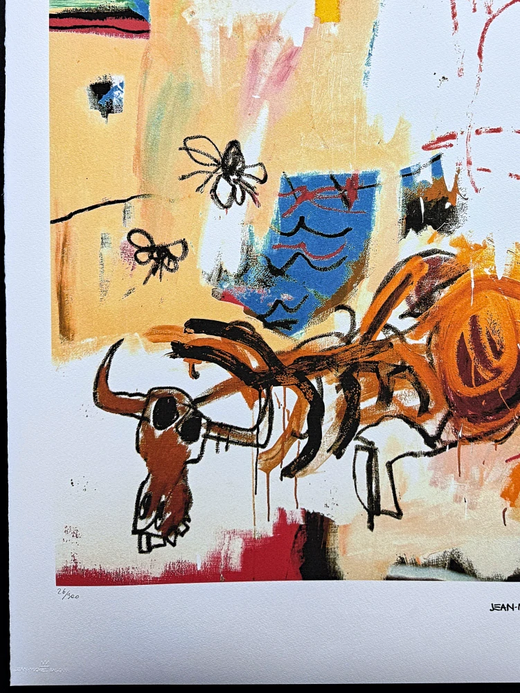 Jean-Michel Basquiat - Bull Orange Sun and Blue Waves x/300 - limitovaná edice, signováno, 50x70cm