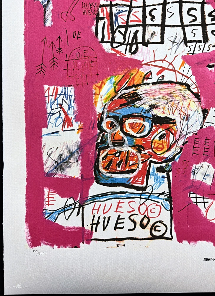 Jean-Michel Basquiat - Head with Crown on Pink Background - x/300 - limitovaná edice, signováno, 50x70cm