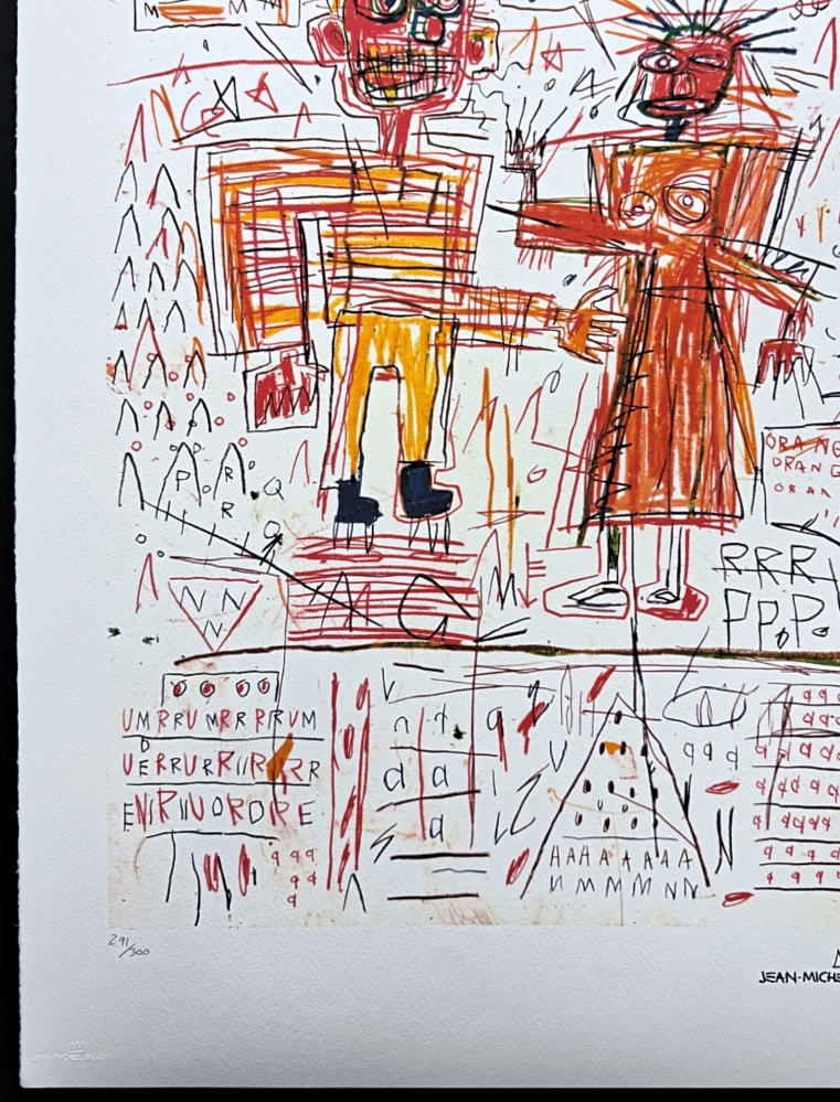 Jean-Michel Basquiat - Two Figures in Orange and Red x/300 - limitovaná edice, signováno, 50x70cm 