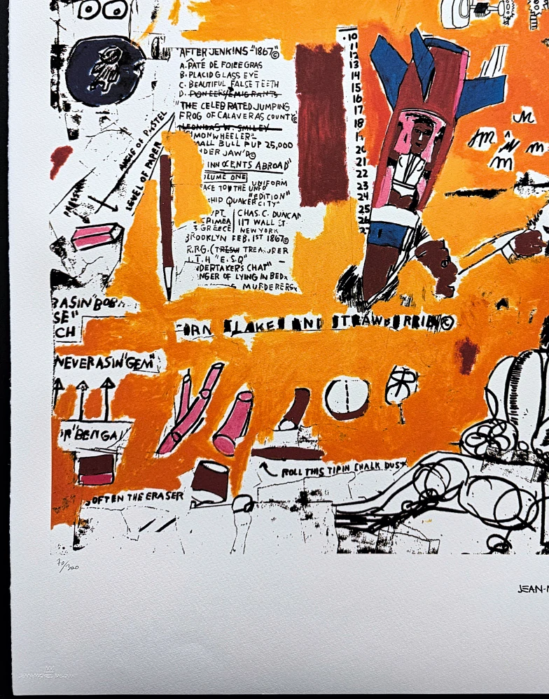 Jean-Michel Basquiat - Orange Composition with Crowned Figure - x/300 - limitovaná edice, signováno, 50x70cm
