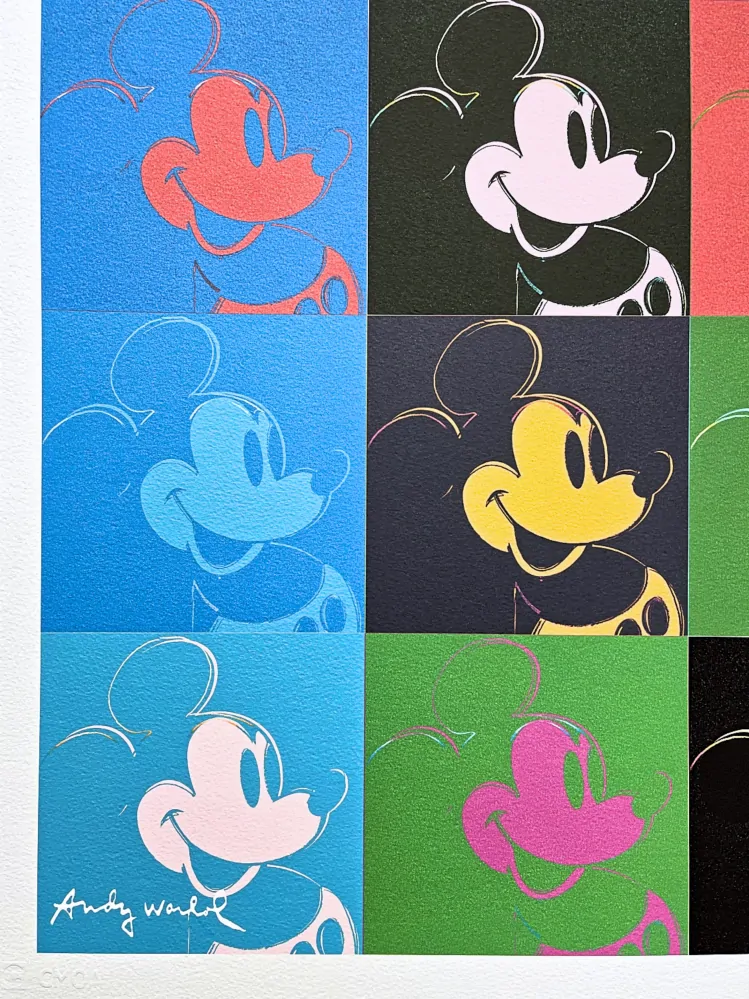 Andy Warhol - 9x Mickey Mouse 53/500 - signováno, 50x50cm, limitovaná edice CMOA s certifikátem