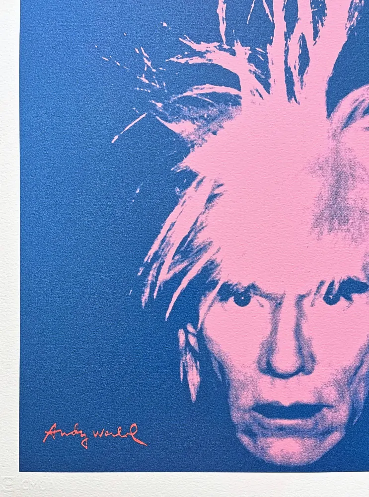 Andy Warhol - Self Portrait růžovo-modrý 200/500 - signováno, 50x50cm, limitovaná edice CMOA s certifikátem