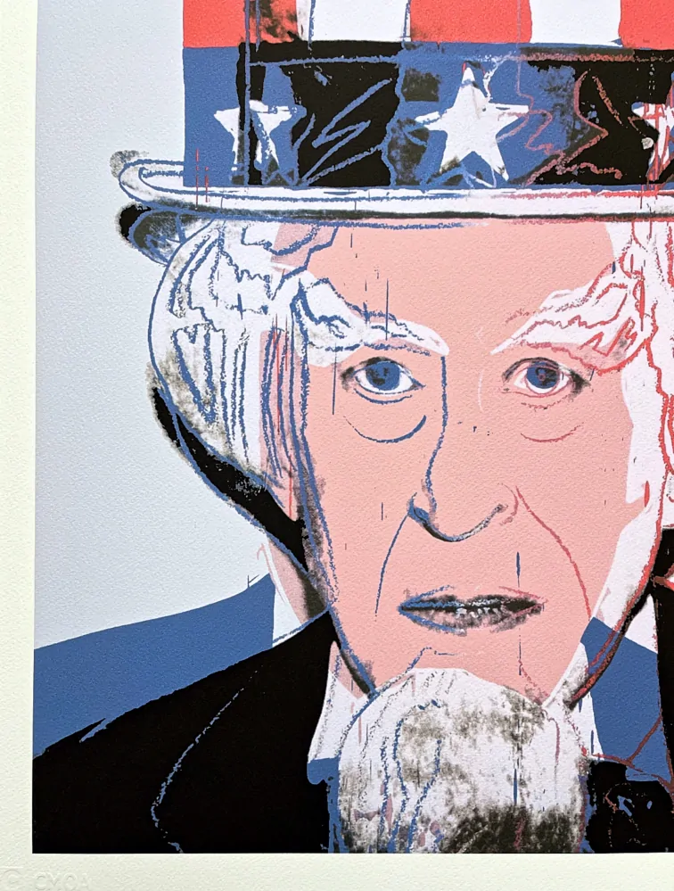Andy Warhol - Uncle Sam světle modrý 16/500 - signováno, 50x50cm, limitovaná edice CMOA s certifikátem