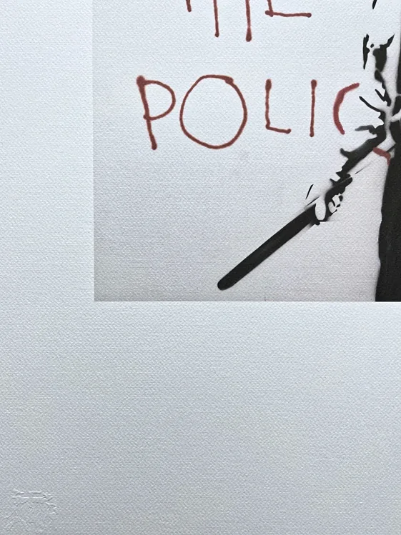 Banksy - Fuck the police 79/150 - číslovaná edice s certifikátem, 50x70cm