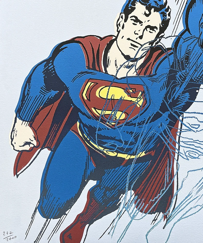 Andy Warhol - Superman světle modrý 277/2400 - 60x60 cm, limitovaná edice CMOA s certifikátem