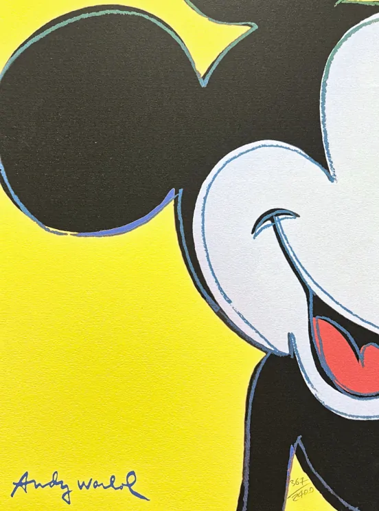 Andy Warhol - Mickey Mouse žlutý 367/2400 - 60x60 cm, limitovaná edice CMOA s certifikátem