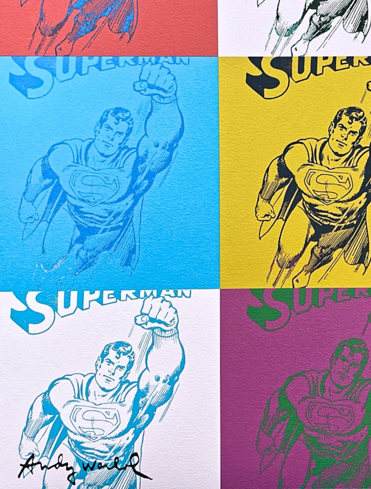 Andy Warhol - 9x Superman 201/2400 - 60x60cm, limitovaná edice CMOA s certifikátem