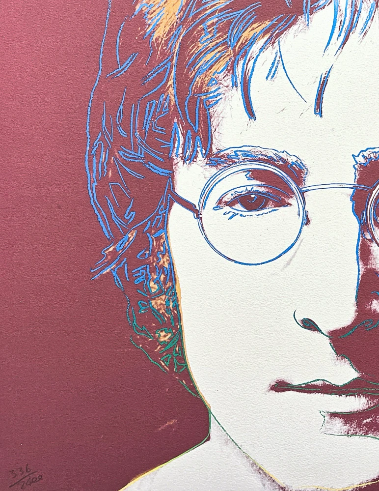 Andy Warhol - John Lennon červeno-hnědý 336/2400 - 60x60cm, limitovaná edice CMOA s certifikátem