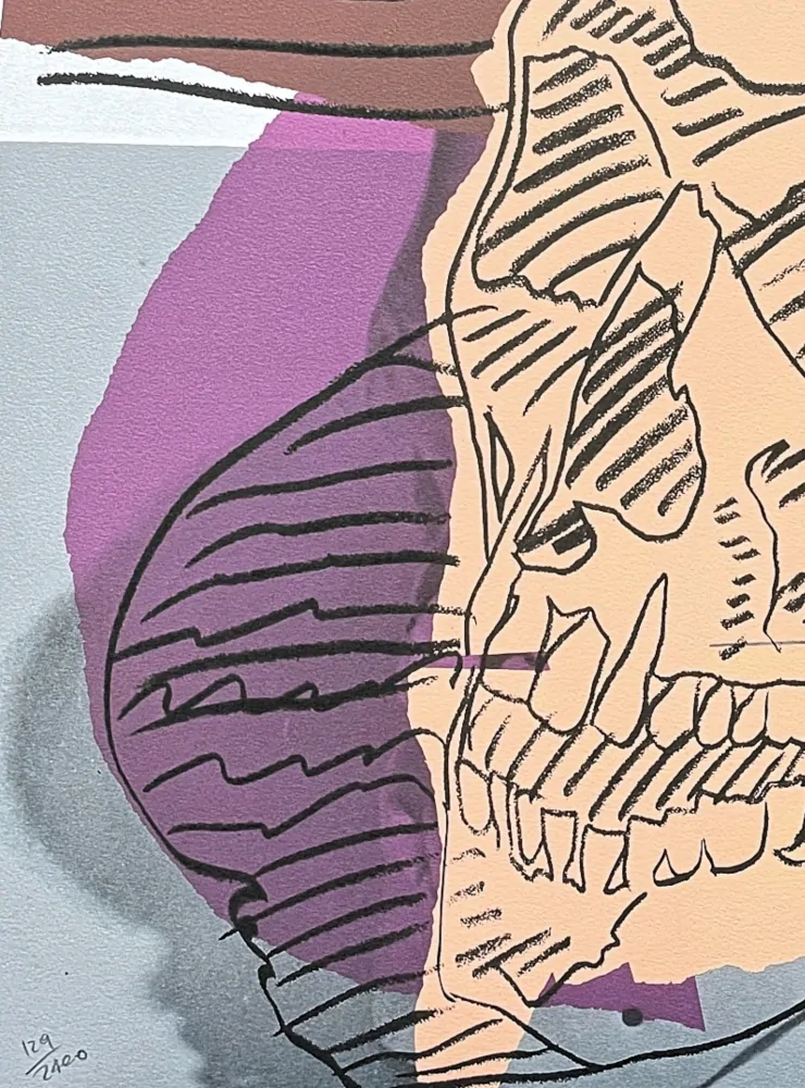 Andy Warhol - Skull oranžová 129/2400 - 60x60cm, limitovaná edice CMOA s certifikátem