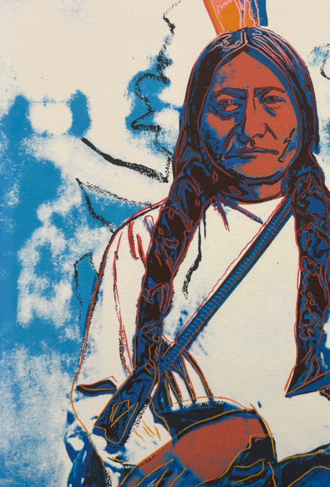 Andy Warhol - Sitting Bull bílo-modrý 132/2400 - 60x60cm, limitovaná edice CMOA s certifikátem