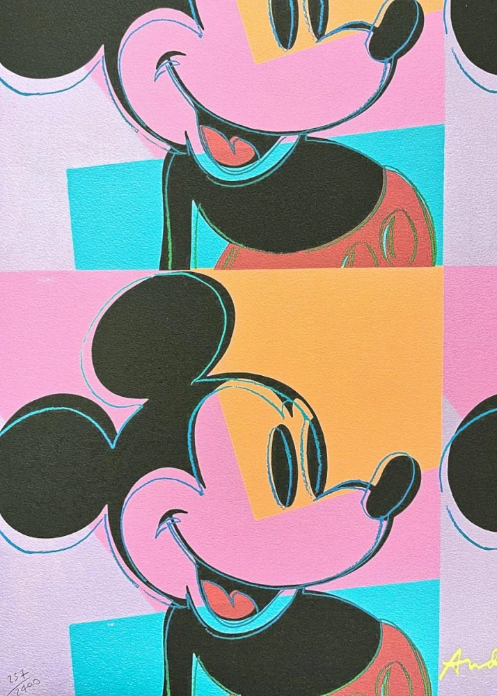 Andy Warhol - 4x Mickey Mouse x/2400 - 60x60cm, limitovaná edice CMOA s certifikátem