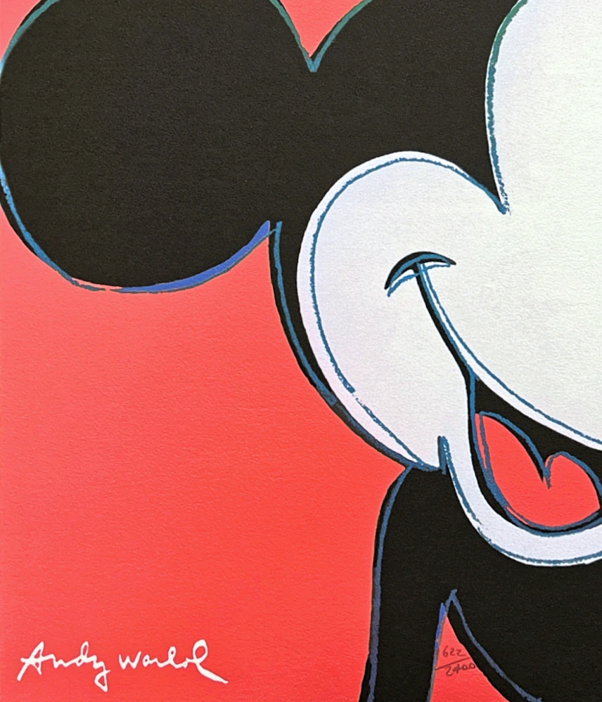 Andy Warhol - Mickey Mouse červený 622/2400 - 60x60cm, limitovaná edice CMOA s certifikátem