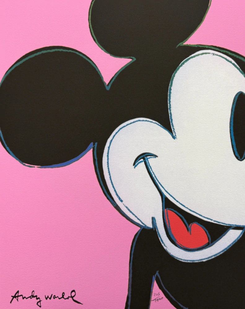 Andy Warhol - Mickey Mouse růžový 205/2400 - 60x60cm, limitovaná edice CMOA s certifikátem