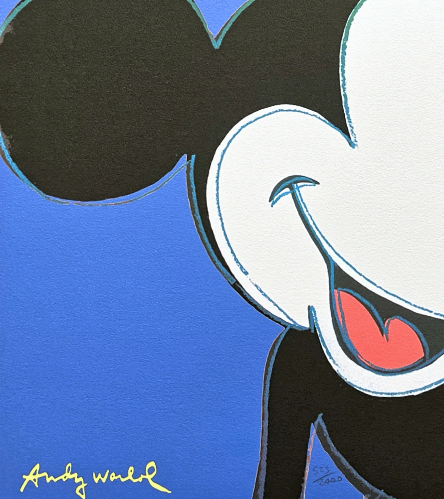 Andy Warhol - Mickey mouse modrý 523/2400 - 60x60cm, limitovaná edice CMOA s ceritifkátem
