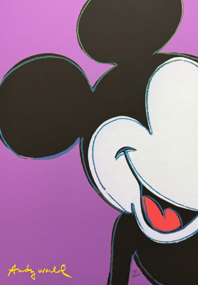 Andy Warhol - Mickey Mouse fialový 281/2400 - 60x60cm, limitovaná edice CMOA s ceritifkátem