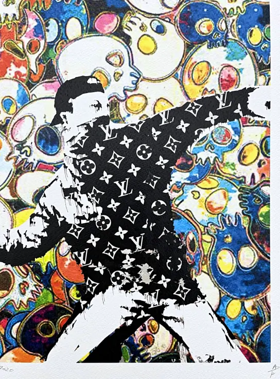 Death NYC - Banksy Flower Thrower a Louis Vuitton - limitovaná edice s certifikátem, 32x45cm