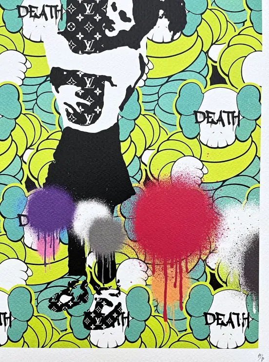 Death NYC - Banksy Bomb love a Kaws - limitovaná edice s certifikátem, 32x45cm
