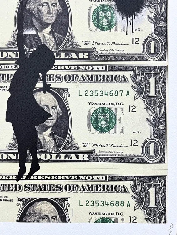 Death NYC - Banksy Flying baloon girl, Murakami a dolar - limitovaná edice s certifikátem, 32x45cm