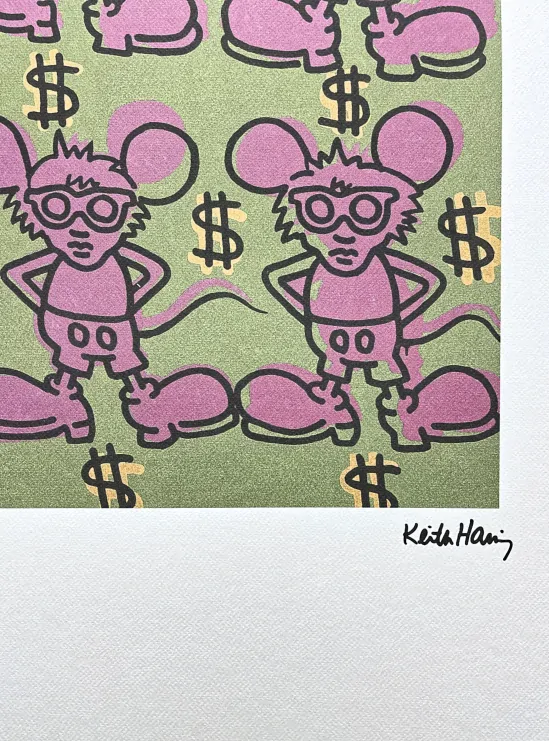 Keith Haring - Andy Mouse 44/150 - signováno, limitovaná edice s certifikátem, 50x70 cm