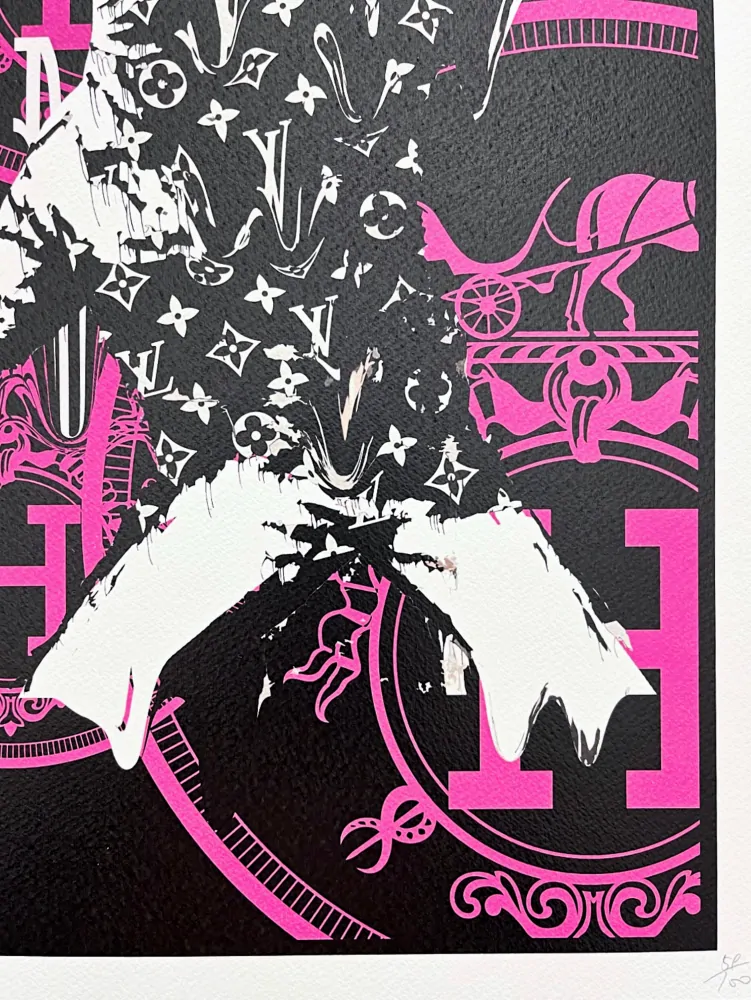 Death NYC - Banksy Flower Thrower a Hermes - limitovaná edice s certifikátem, 32x45cm