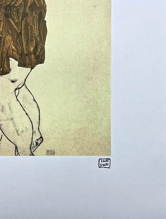 Egon Schiele - Girl Undressing 30/200 - limitovaná edice, s certifikátem, 50x70 cm